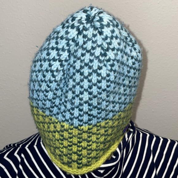 Patagonia Knit Beanie in Blue and Yellow - Picture 2 of 7